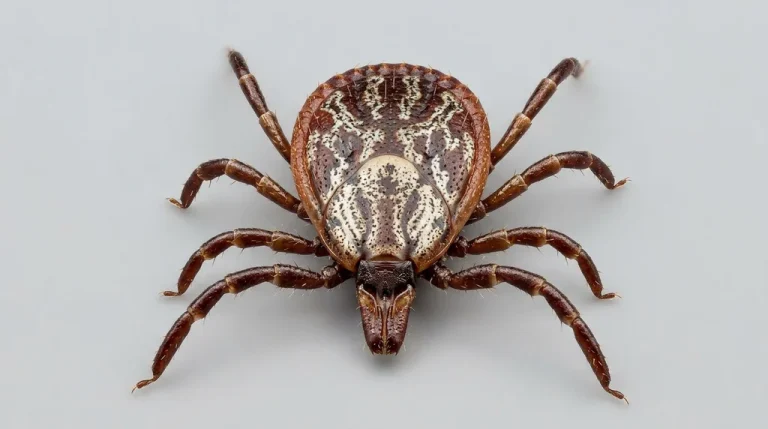 Nahaufnahme eines Auwaldzecke (Dermacentor reticulatus) – Detailansicht zur Schädlingserkennung