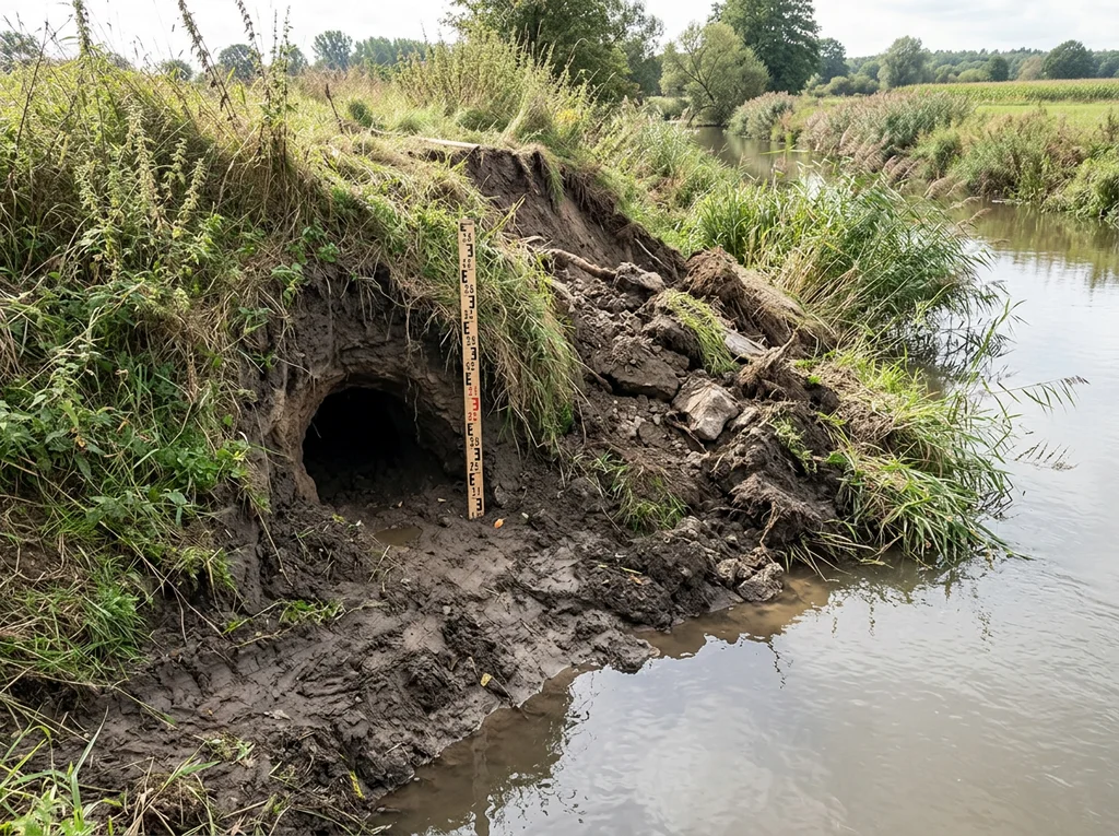 Bisam (Ondatra zibethicus) in typischer Umgebung – Befall erkennen und bekämpfen