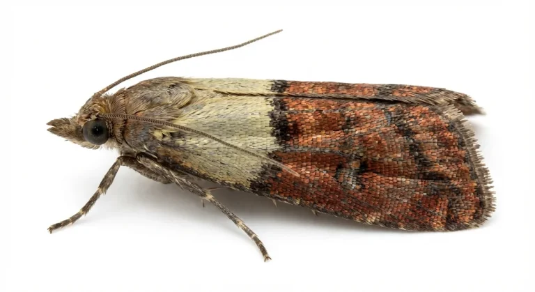 Nahaufnahme eines Brotmotte (Plodia interpunctella) – Detailansicht zur Schädlingserkennung