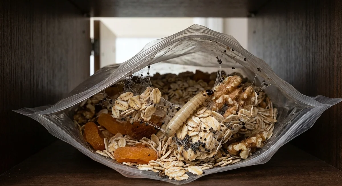 Brotmotte (Plodia interpunctella) in typischer Umgebung – Befall erkennen und bekämpfen