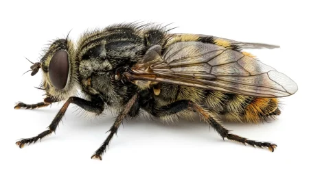 Nahaufnahme eines Dasselfliege (Hypoderma bovis und Hypoderma lineatum) – Detailansicht zur Schädlingserkennung