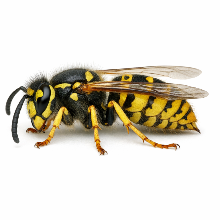 Nahaufnahme eines Deutsche Wespe (Vespula germanica) – Detailansicht zur Schädlingserkennung