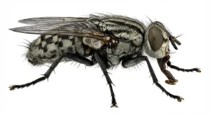 Nahaufnahme eines Fleischfliegen (Sarcophagidae) – Detailansicht zur Schädlingserkennung