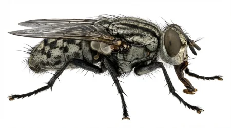 Nahaufnahme eines Fleischfliegen (Sarcophagidae) – Detailansicht zur Schädlingserkennung