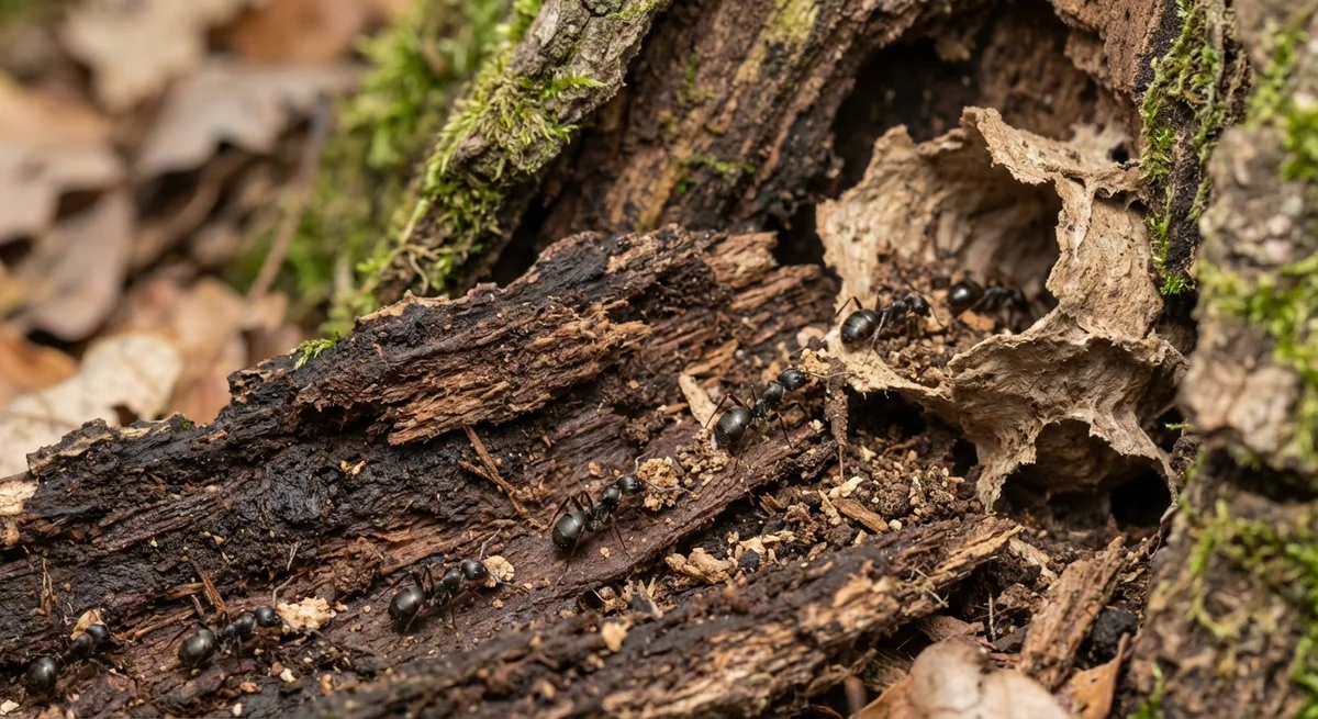 Glänzendschwarze Holzameise (Lasius fuliginosus) in typischer Umgebung – Befall erkennen und bekämpfen