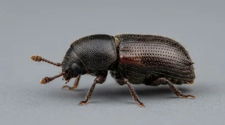 Nahaufnahme eines Großer Waldgärtner (Tomicus piniperda) – Detailansicht zur Schädlingserkennung