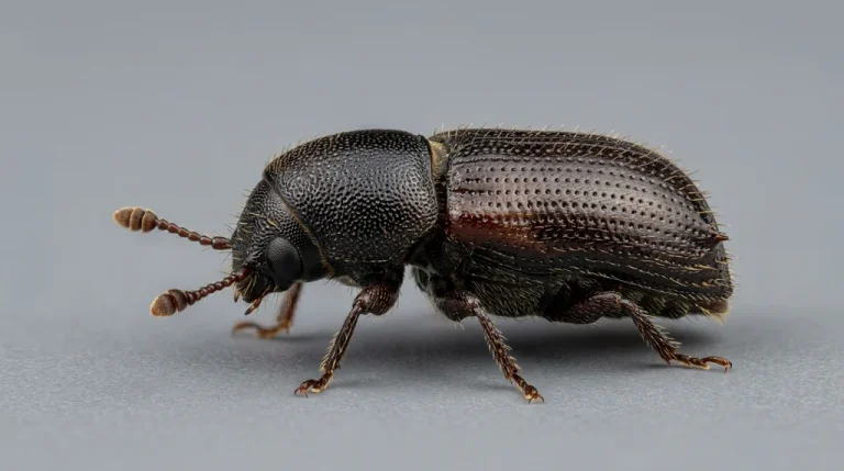 Nahaufnahme eines Großer Waldgärtner (Tomicus piniperda) – Detailansicht zur Schädlingserkennung