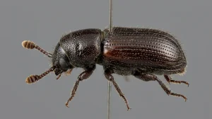 Nahaufnahme eines Kleiner Ulmensplintkäfer (Scolytus multistriatus) – Detailansicht zur Schädlingserkennung