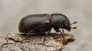 Nahaufnahme eines Kleiner Waldgärtner (Tomicus minor) – Detailansicht zur Schädlingserkennung