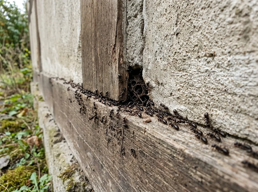 Schwarze Holzameise (Lasius fuliginosus) in typischer Umgebung – Befall erkennen und bekämpfen
