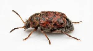Nahaufnahme eines Südlicher Speisebohnenkäfer (Callosobruchus maculatus) – Detailansicht zur Schädlingserkennung
