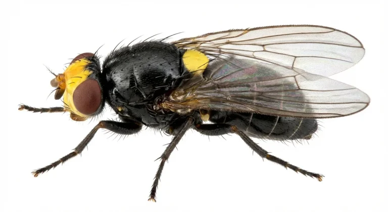 Nahaufnahme eines Tomatenminierfliege (Liriomyza bryoniae) – Detailansicht zur Schädlingserkennung