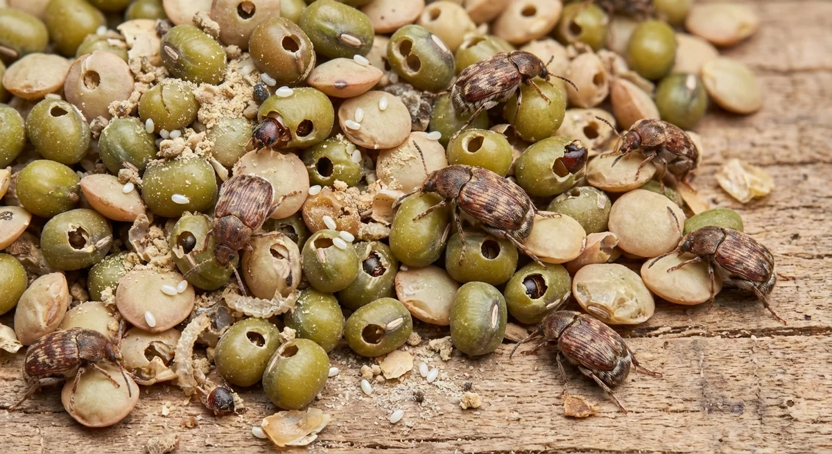 Vierpunktiger Bohnenkäfer (Callosobruchus chinensis) in typischer Umgebung – Befall erkennen und bekämpfen