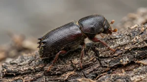 Nahaufnahme eines Zwölfzähniger Kiefernborkenkäfer (Ips sexdentatus) – Detailansicht zur Schädlingserkennung