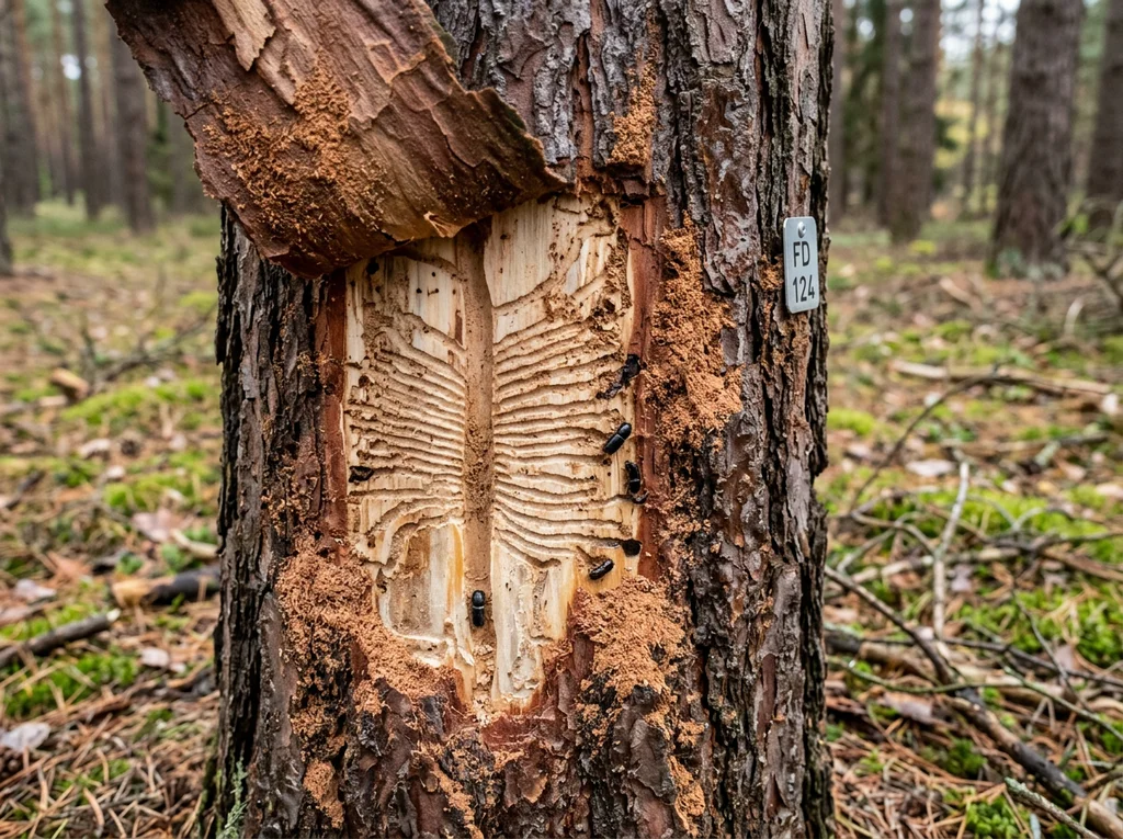 Zwölfzähniger Kiefernborkenkäfer (Ips sexdentatus) in typischer Umgebung – Befall erkennen und bekämpfen